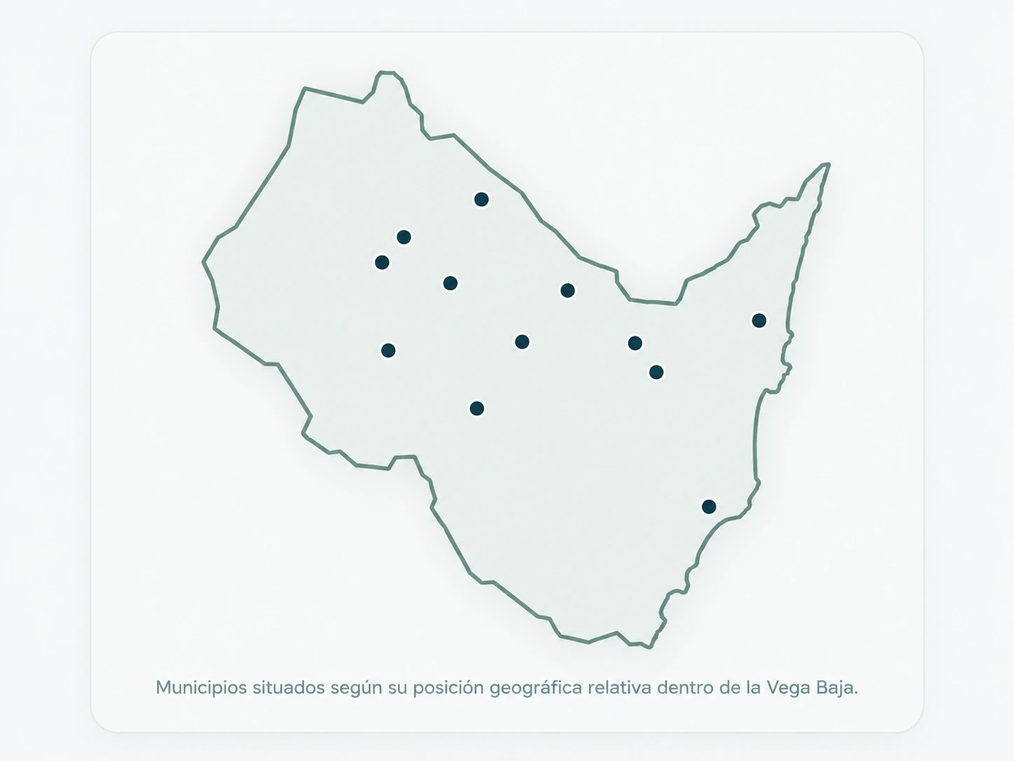 Mapa esquemático de la Vega Baja del Segura con los principales municipios de la zona de actuación